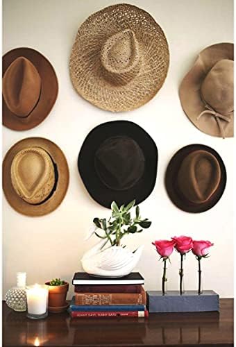 Samoljepljive kuke za šešire za zid 12 komada od punog drveta, kaubojske vješalice za šešire za kuku za zidni šešir prirodni klinovi za šešir vješalica za zidni ulaz, kupatilo, vrata, stepenice, ormar,Ormar