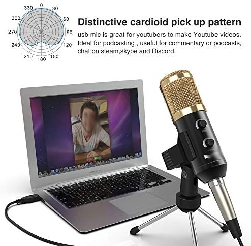 Lhllhl kondenzatorski mikrofon sa postoljem za stativ kopča za mikrofon USB utičnica odijelo za PC za online učenje ćaskanje