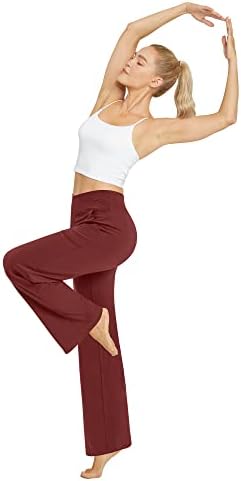 G4Free Womens Wide noge Capri hlače Stretske haljine hlače prelaze visoke pantalone za struk sa džepovima za jogu casual radovi