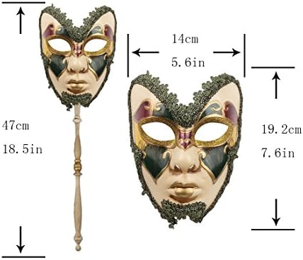YU FENG 2 Pack Cosplay maske za par Venecijanski muzički Karneval Mardi Gras maskenbal maska na štapiću za zabavu