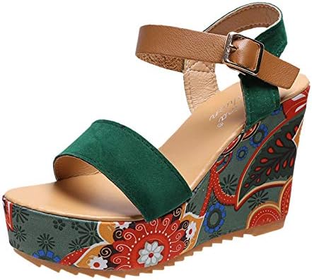 UOKNICE Božić nove ljetne sandale, modni otvoreni prst prozračni cvijet kopča remen klinaste cipele