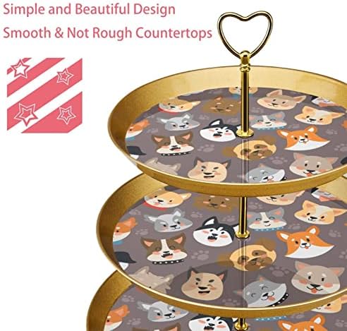 3-tier cupcake stalke Smile životinje Glavna zabava za prehrambenu poslužitelj za prehrambeni displej ploča za