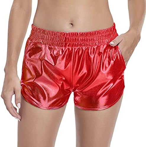 Fenyong ženske metalne kratke hlače s elastičnim strukom Hot Rave Dance