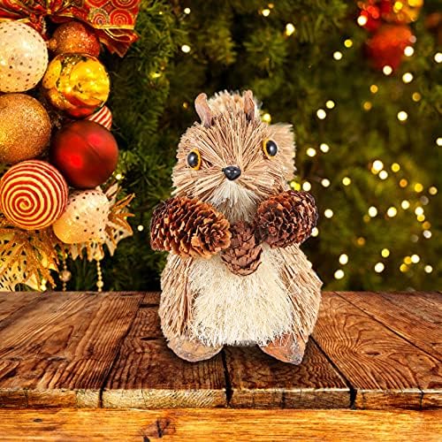 NUOBESTY Straw tkani veverica slamna veverica figurica Holiday dekorativna šuma životinja božićno