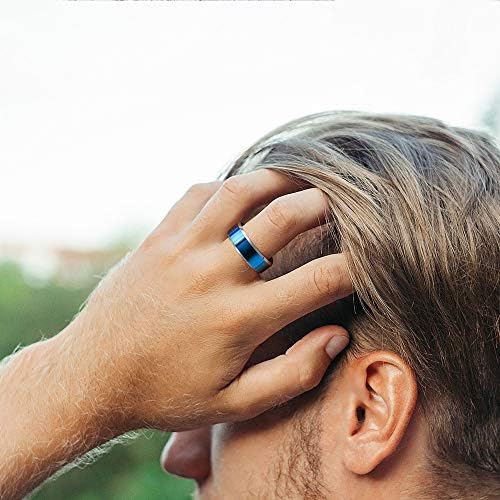 Nakit sa tri ključa 8mm plavi volfram vjenčani prsten od brušenog poliranog Zaručničkog prstena