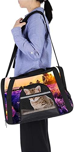 Pet Carrier Sunset preko polja lavande Meki putni nosači za kućne ljubimce za Mačke, Psi Puppy Comfort prenosiva sklopiva torba za kućne ljubimce odobrena aviokompanija