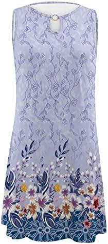Boho haljina za žene 2023. ljetni cvjetni ispis bez rukava bez rukava kravata visoki struk povremeni ženski
