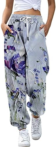 Najbolje hlače za žene Žene Ležerne prilikesne printere Donje Duksevi Džepovi High Squist Sportske teretane