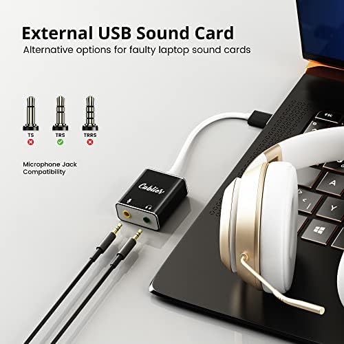 USB Adapter za eksternu zvučnu karticu sa 3.5 mm TRRS slušalicama-zvučnik i mikrofon Audio priključak-kompatibilan sa laptopom , desktop računarima, Windows, MAC, PC, PS5, PS4-Plug and Play