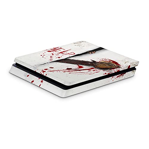 ZOOMHITSKINS PS4 tanka koža, kompatibilan za Playstation 4 Slim, motorna testera horor crvena bijela krv, 1 PS4