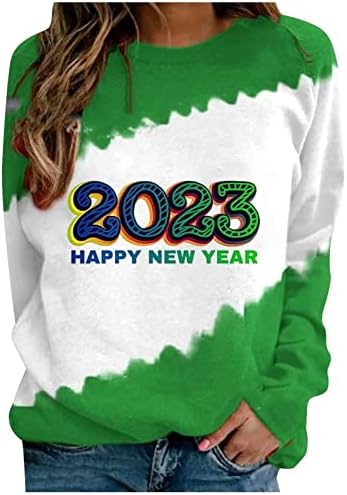 Oplxuo 2023 Sretna Nova Godina Duks za žene, Novogodišnja košulja Trendy Disco Ball pulover,2023