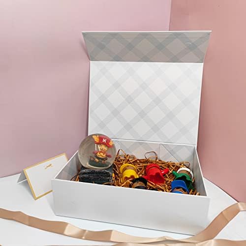 Tekhoho Bijela velika poklon kutija s poklopcem, luksuzna sadašnja kutija za poklone, magnetni preklopni poklon kutije sa vrpcom i karticom za prijedlog za djeveruše prijedlog vjenčanja, plairano obloge