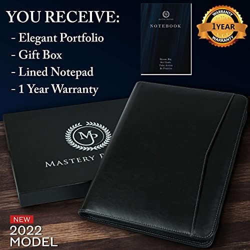 Mastery Prestige zippered Portfolio/Padfolio Organizator - PU kožna torbica sa Tablet rukavom, A4 Notebook,