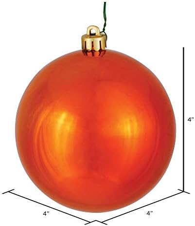 Vickerman Shiny Finish bešavne shatterproof Božić Ball Ornament, UV otporan sa izbušene kapa, 6 po vreći, 4, Burnish Orange
