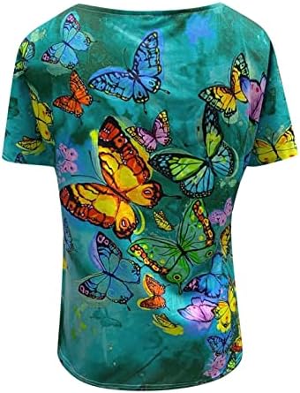 Bluze Dame Ljeto Jesen kratki rukav 2023 V izrez Pamuk Leptir Slikarstvo Cvjetni grafički gornji tinejdžeri za tinejdžerske djevojke