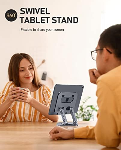 Stalak za tabletu AOEVI sa 360 rotirajućom bazom, podesivim držačem tableta za stol, sklopivi iPad štand kompatibilan sa tabletom kao što su iPad Pro 12,9, 10.5, 9.7 Air Mini 4 3 2, siva