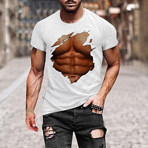 Beuu muške mišićne grafičke tiskane majice Novost print kratki rukav smiješni vrhovi Crewneck 3D Creative Casual majice