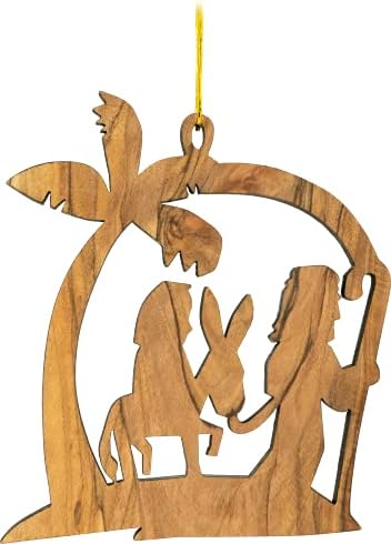 Marija & Joseph Olive Wood Božić Ornament iz Izraela, Bulk paket 6, vjerski ukrasi ukras, drveni viseći