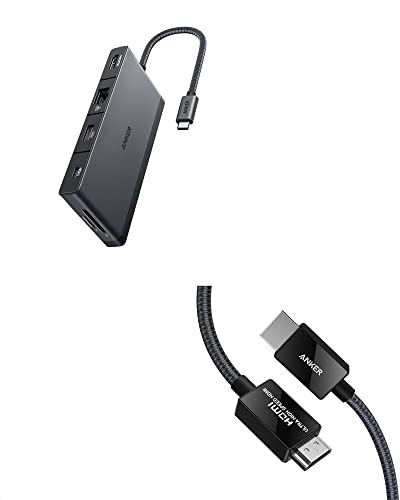 Anker USB C Hub, 552 USB-C Hub sa 100w napajanjem, 4K@30Hz HDMI, 4 USB-C i USB-a portovi za prenos podataka, Ethernet & amp; 8K@60Hz HDMI kabl, Ultra High Speed 4K@120Hz 48Gbps 6.6 ft