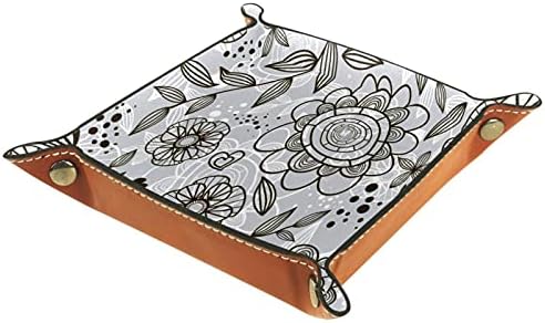 Kožna posuda za valet, kockica preklopna držač za kvadrat, obrub Organizator ploča za promjenu ključa za novčiće, umjetnički apstraktni pastoralni cvjetni cvjetni cvjetni