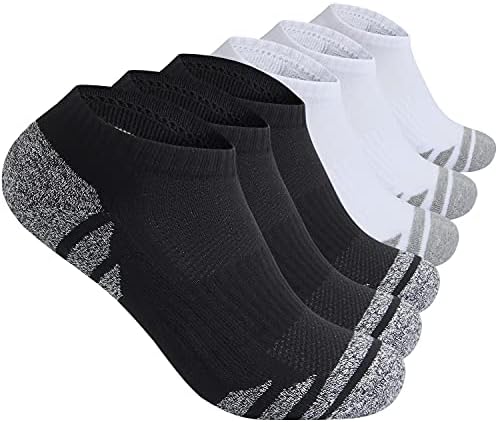 Boguish Muške gležnjeve nisko rezanje čarape performanse pamučne jastuke Comfort Atletic casual čarape 6 pakovanje