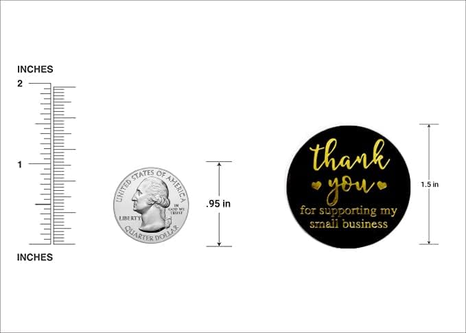 1.5 inch business thank You Stickers | 500 crnih naljepnica Hvala za mala preduzeća| samoljepljive i vodootporne naljepnice lijepog dizajna | jake i izdržljive