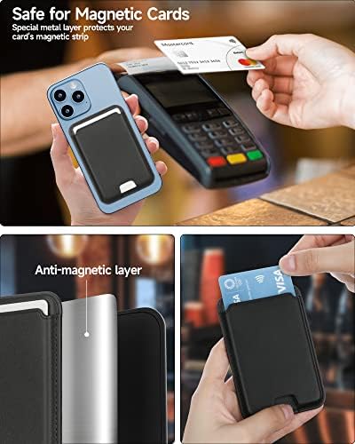 Lcyatsi držač novčanika s magnetnom karticom s Magsafeom za iPhone 12/13/14 Mini / Plus / Pro/Max, držač kartice S magnetnim novčanikom za mobilni telefon za Magsafe kompatibilan s većinom crne boje mobitela