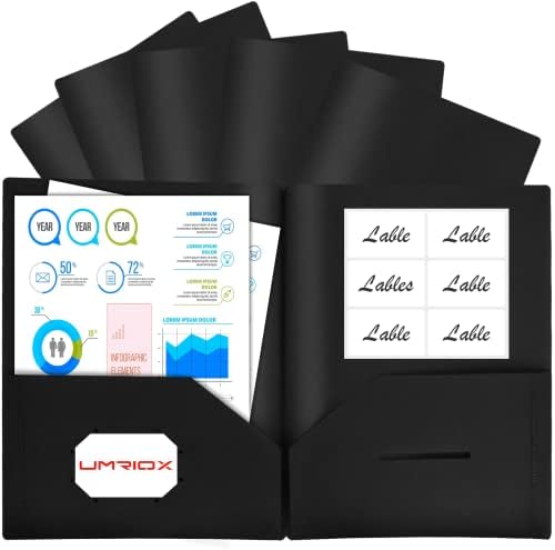 Umriox 2 džepna fascikla -, papirne fascikle sa džepovima, fascikle za Ploy sa utorom za vizit karte, uključuju 6 praznih uklonjivih etiketa