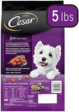 CESAR suha hrana za pse za male pasmine Filet Mignon okus sa proljetnim povrćem ukras za pseću hranu, 5 lb. Torba