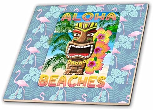 3drose a Hawaii Tiki Aloha plaže Tropska plaža dizajn. - Pločice.