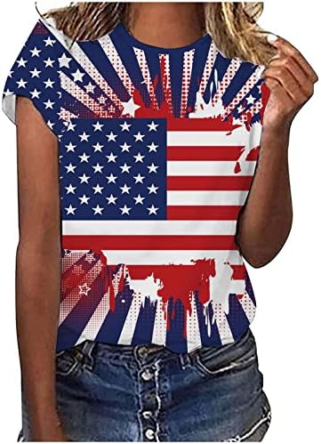 Vrhovi za dame Ljeto Jesen kratki rukav Spandex Dan neovisnosti Grafički bluze tinejdžerke TN