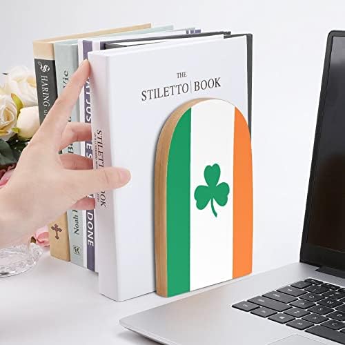 Shamrock Clover Irska Zastava veliki drveni držači za knjige Moderna dekorativna polica za knjige stoper