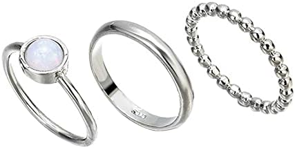 Sterling srebrni Opalni prsten za slaganje zvona 3pcs srebrni minimalistički geometrijski prsten