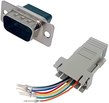 Jienk 10pcs DB9 do RJ45 Modularni adapter, DB9 do RJ45 ženski priključak Ethernet adapter (5pcs DB9 muško