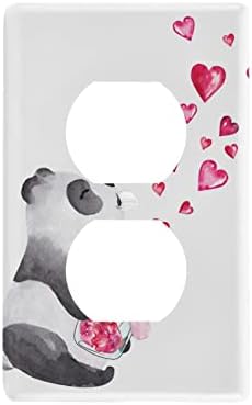 Yyzzh akvarel panda staklena staklena jar srčana valentina Dan preklopni prekidač Preklopni poklopac 2,9 x 4,6 svijetli zidni poklopac zidne ploče