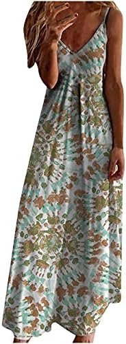 Ženska haljina za 2023. maxi ljetna casual haljina na plaži v izrez špagete kaiševi cvjetni leđima za ljuljanje
