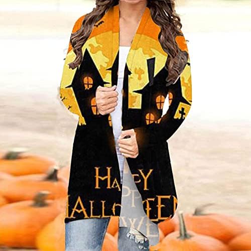 Ženski džemperi kardigan lagani Halloween tiskana odjeća s dugim rukavima Ležerne prilike otvoreni prednji kaputi
