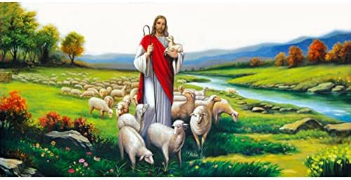 Instarry DIY 5D kompleti za dijamantske slike velike veličine mozaik slika Isusa pastira porodični zidni dekor 39, 4x19, 7 inča