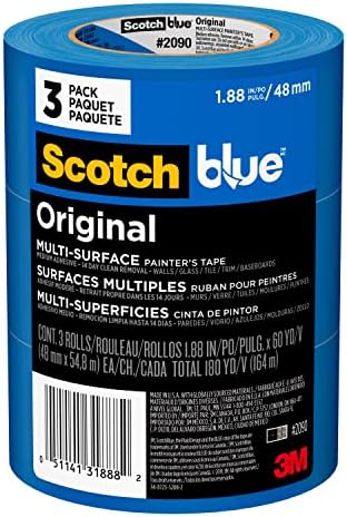 Scotchblue 2090-24AP9 originalni multi-površinski slikar traka, 0,94 širina, plava, 9 pakovanja i originalna slikarska traka za više površine, 1,88 inča x 60 dvorišta, 2090, 3 rola