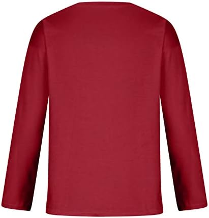 Majice za žene vještački dijamant crveno vino staklo Print Print Tee Top tunika Božić Casual Dugi rukav okrugli vrat bluza