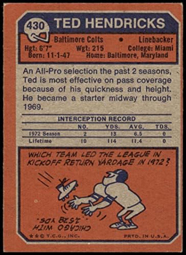 1973 TOPPS 430 Ted Hendricks Baltimore Colts ex Colts Miami