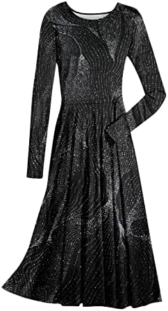 NOKMOPO Maxi haljina za žene modni Casual štampani okrugli vrat pulover Dugi rukav