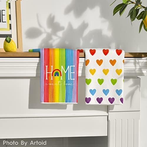 Artoid Mode Love Heart Stripes Home Sweet Home LGBT Kuhinjski ručnici ručnici za suđe, 18x26 inčni Sezonski