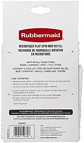 RubberMaid Microfiber ravni spin sistem MOP punjenje / zamjena, bijeli, mop za višekratnu upotrebu za sredstva za čišćenje poda, pločica / drvo / vinil / kamen