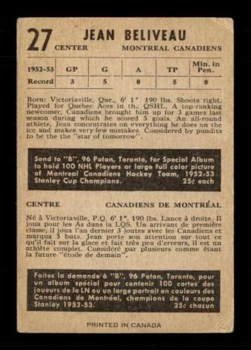 # 27 Jean Beliveau RC Hof - 1953. ParkHurst Hokejske kartice Ocjenjive VG - nepotpisane hokejske kartice