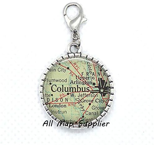AllMapsupplier modni patentni patentni zatvarač, Columbus, Ohio jastog kopča Columbus Map pauze, Columbus Map kopča za jastog, Columbus patentni paunder, A0211