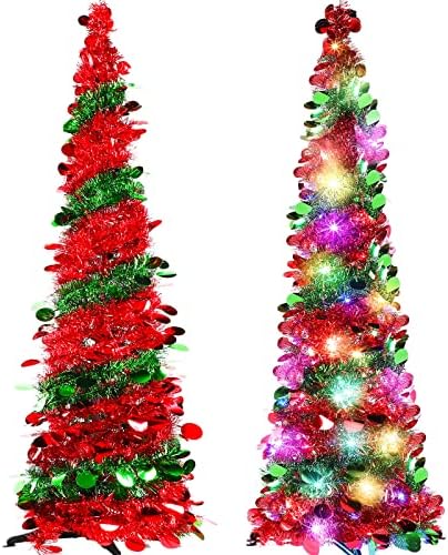 Hydren 5 Ft božićno drvce sa 50 LED baterom u obliku nijansa za bateriju Skloni preplavi Tinsel božićno drvce Pop up božićno drvce umjetno ukrašavanje božićnog stabla