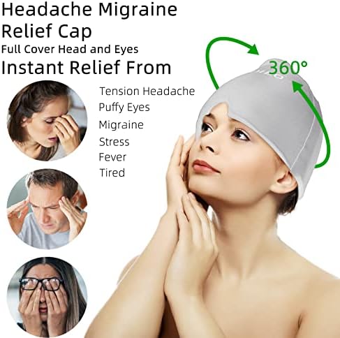 Migrain reljefna kapa, reljefna kapu za glavobolju, glavobolja za migrenu, migrena, migrena ledena glava, hladna i vruća terapija za višekratnu ledenu šešir za natečene oči, napetost, sinus i olakšanje stresa