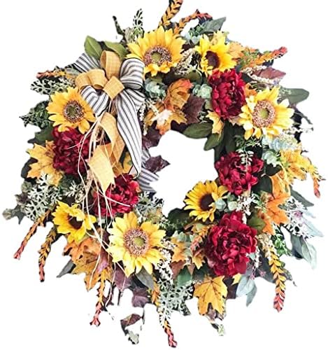 Douba 40cm suncokretorni vijenac cvijet dobrodošlica znakov za viseći dekor prednjeg vrata za domaću zabavu