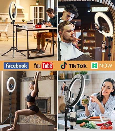 12 Selfie prstenasto svjetlo sa postoljem i držačem za telefon-LED kružno svjetlo za video snimanje šminke uživo Youtube TikTok fotografija, kompatibilno sa kamerom/telefonom